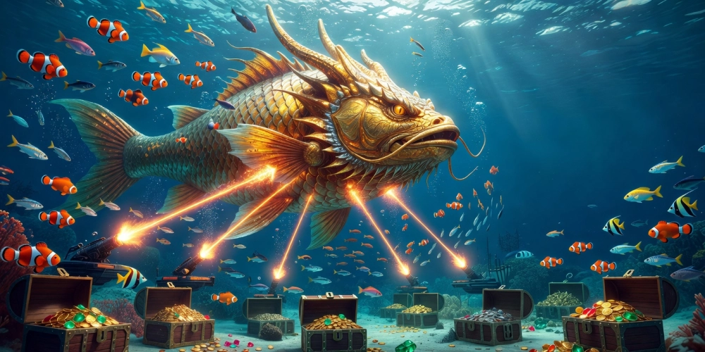 Trò chơi bắn cá ăn xu siêu to với boss cá khổng lồ và hiệu ứng đặc biệt