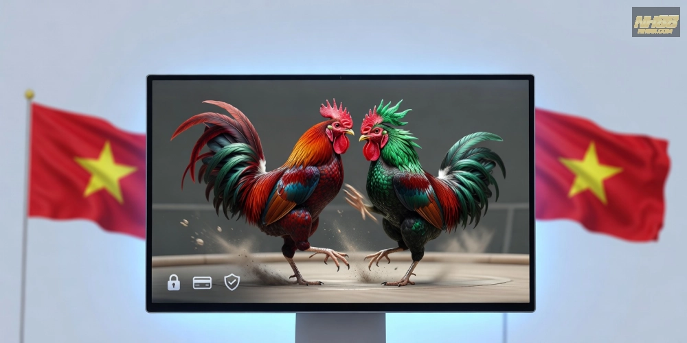 Minh họa khái niệm đá gà trực tuyến nh88 với giao diện nền tảng hiện đại và an toàn