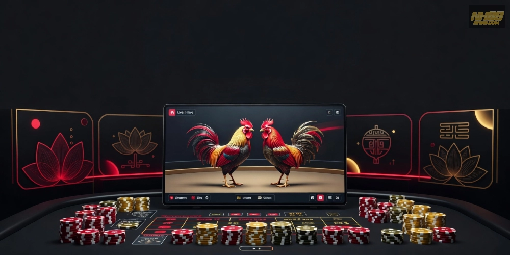 Hình minh họa khái niệm trực tiếp đá gà casino nh88 với giao diện livestream chuyên nghiệp và yếu tố cá cược.