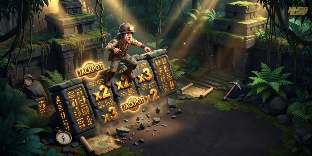 Hình ảnh gameplay Gonzo's Quest trong nổ hũ nh88 đầy kịch tính