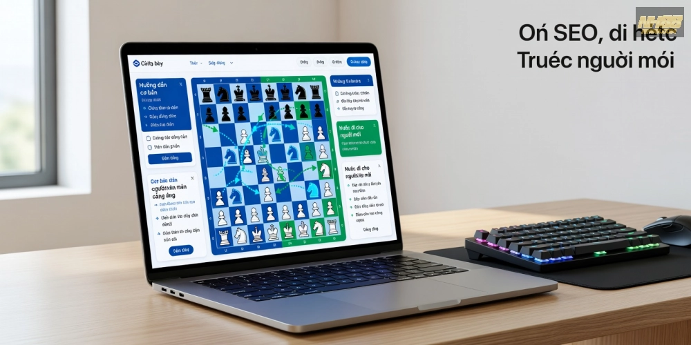 Minh họa khái niệm cơ bản về hướng dẫn chơi cờ vua trên nền tảng NH88 với bàn cờ kỹ thuật số