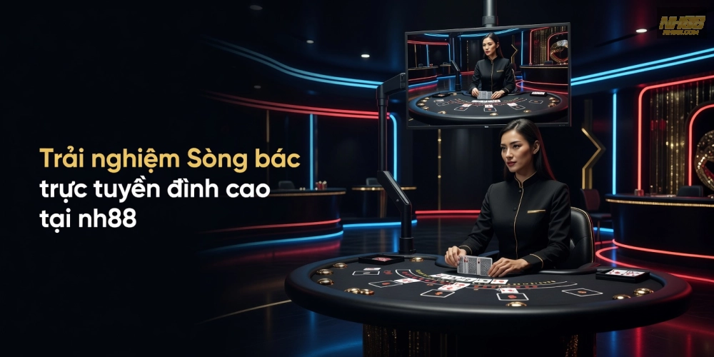 Minh họa giao diện live casino nh88 với dealer chuyên nghiệp và trò chơi đa dạng