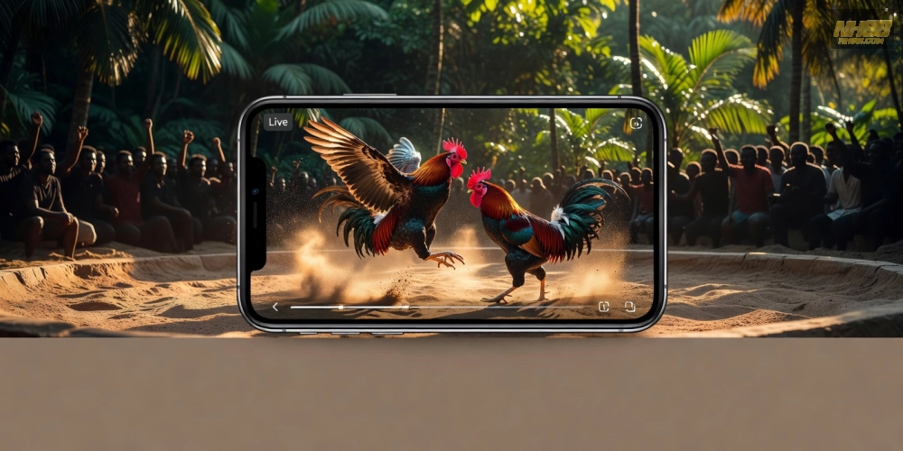 Hình ảnh trực tiếp trận đấu đá gà trên nền tảng nh88 với chất lượng HD sắc nét